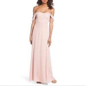 Wayf Rachel Off the Shoulder Gored Maxi Dress Blush Pink Size XL